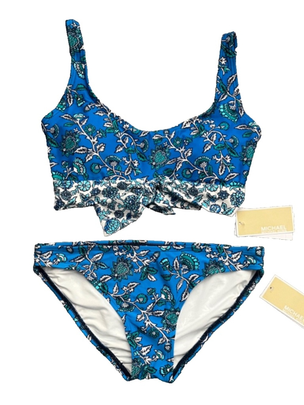 NWT Michael Michael Kors Women's Bikini Bottoms, Radiant Blue Boho Fleur Size S
